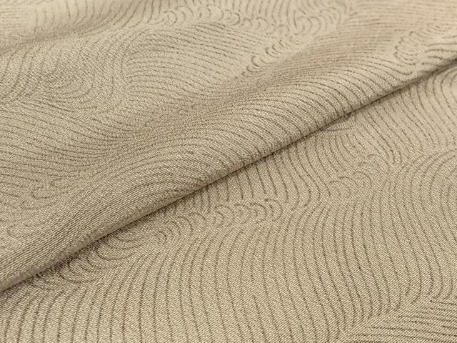 平和屋着物▽上質な小紋 単衣 立波文 鬼しぼ縮緬 正絹 逸品 AABE5163jh