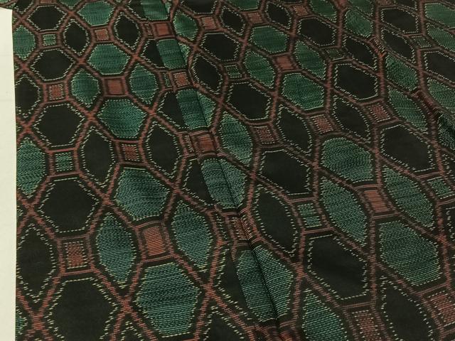 平和屋着物▽本場大島紬　単衣　幾何学文様　正絹　逸品　AABE5165jh