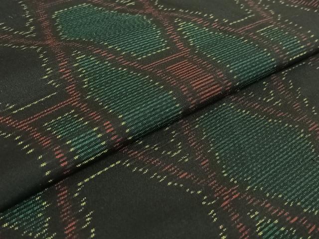 平和屋着物▽本場大島紬　単衣　幾何学文様　正絹　逸品　AABE5165jh