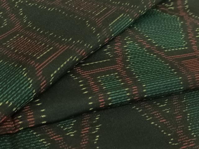 平和屋着物▽本場大島紬　単衣　幾何学文様　正絹　逸品　AABE5165jh