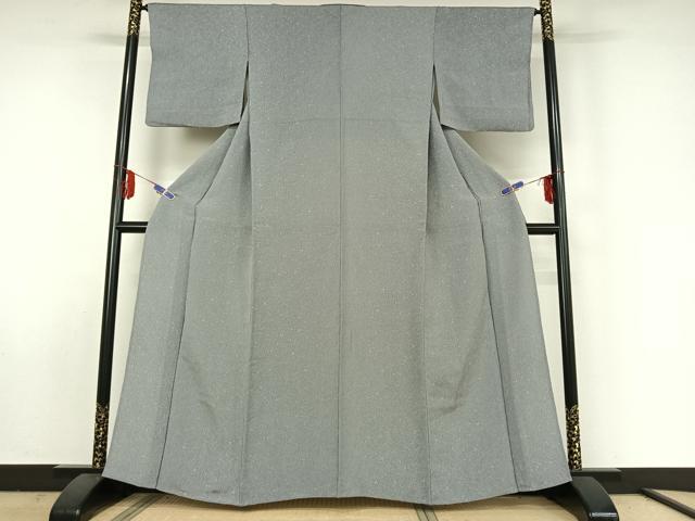 平和屋着物▽上質な小紋 単衣 手描き 草花文 鬼しぼ縮緬 正絹 逸品 AABE5170jh