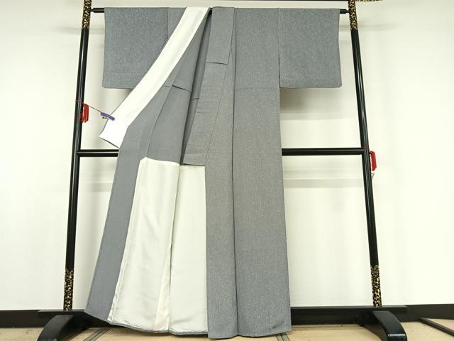 平和屋着物▽上質な小紋 単衣 手描き 草花文 鬼しぼ縮緬 正絹 逸品 AABE5170jh