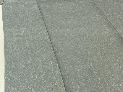 平和屋着物▽上質な小紋 単衣 手描き 草花文 鬼しぼ縮緬 正絹 逸品 AABE5170jh