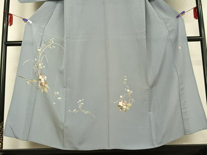 平和屋着物▽訪問着 単衣 友禅 作家物 枝花文 正絹 逸品 AABE5171jh