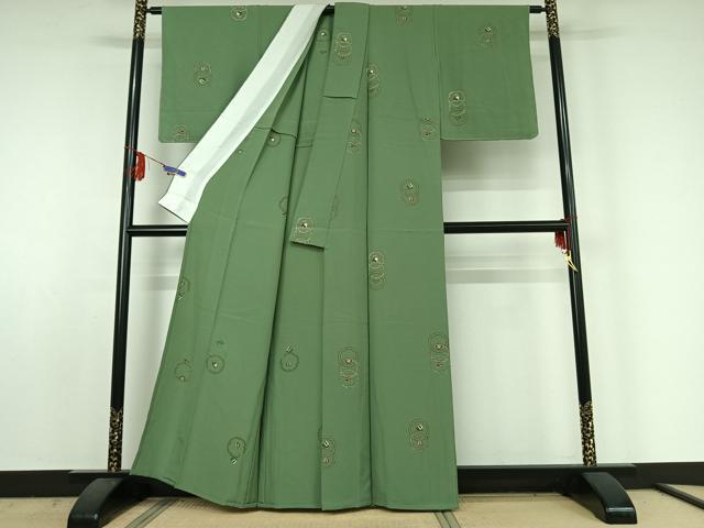 平和屋着物▽上質な小紋 単衣 吉祥雪輪文 兎 金彩 正絹 逸品 AABE5172jh