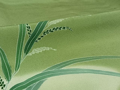 平和屋着物▽訪問着 単衣 草葉文 暈し染め 正絹 逸品 AABE5176jh