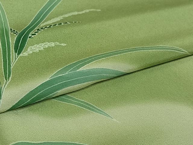 平和屋着物▽訪問着 単衣 草葉文 暈し染め 正絹 逸品 AABE5176jh
