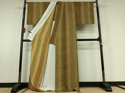 平和屋着物▽上質な小紋 単衣 墨流し文様 ロング丈 正絹 逸品 AABE5177jh