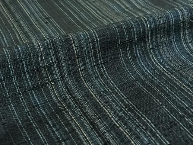 平和屋着物▽上質な紬 単衣 縞 ロング丈 正絹 逸品 AABE5179jh