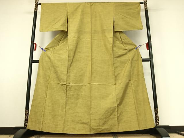 平和屋着物▽上質な紬 単衣 縞 正絹 逸品 AABE5180jh