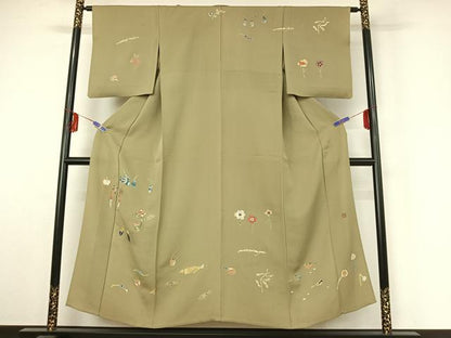 平和屋着物▽訪問着 単衣 作家物 成物 魚 金彩 正絹 逸品 AABE5182jh