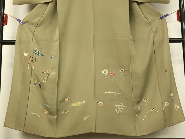 平和屋着物▽訪問着 単衣 作家物 成物 魚 金彩 正絹 逸品