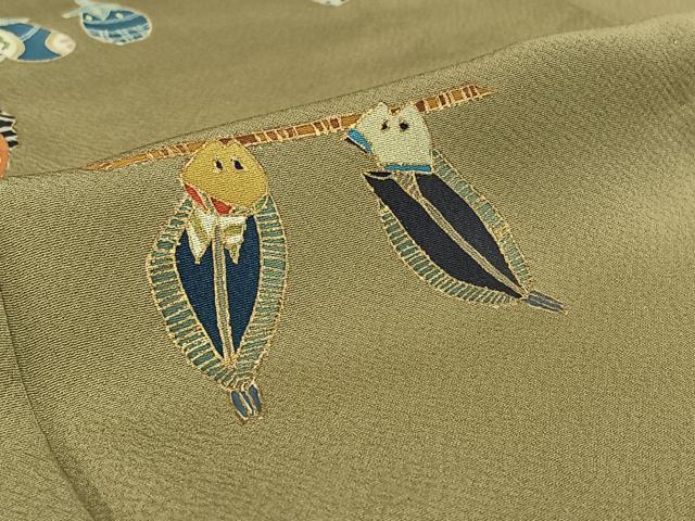 平和屋着物▽訪問着　単衣　作家物　成物　魚　金彩　正絹　逸品　AABE5182jh 平和屋着物▽訪問着 単衣 作家物 成物 魚 金彩 正絹 逸品