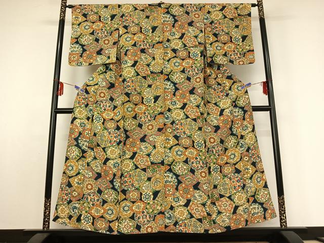 平和屋着物▽上質な小紋　単衣　正倉院花鳥文　正絹　逸品　AABE5184jh 平和屋着物▽上質な小紋 単衣 正倉院花鳥文 正絹 逸品