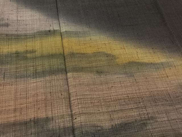 平和屋着物▽訪問着 単衣 紬地 霞文 正絹 逸品 AABE5185jh