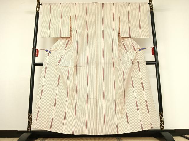 平和屋着物▽上質な小紋 単衣 縞 正絹 逸品 AABE5186jh