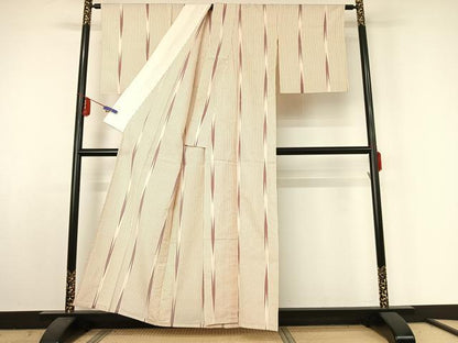 平和屋着物▽上質な小紋 単衣 縞 正絹 逸品 AABE5186jh