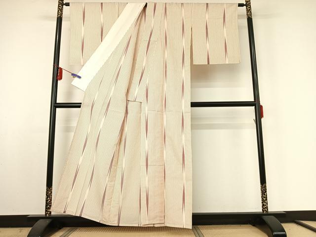 平和屋着物▽上質な小紋 単衣 縞 正絹 逸品 AABE5186jh