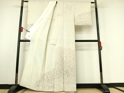 平和屋着物▽訪問着　単衣　手描き　草花文　やまと誂製　正絹　逸品　AABE5188jh