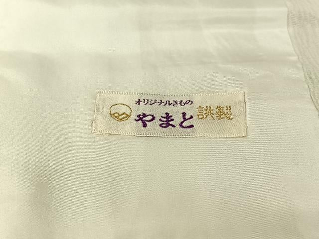 平和屋着物▽訪問着　単衣　手描き　草花文　やまと誂製　正絹　逸品　AABE5188jh