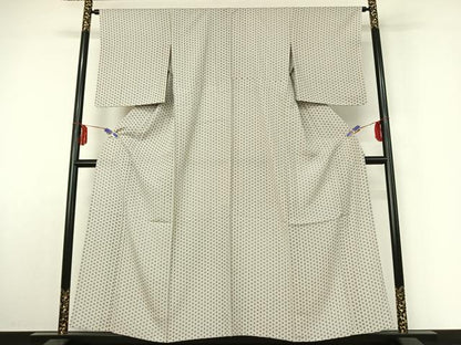 平和屋着物▽上質な小紋 単衣 麻の葉文様 正絹 逸品 AABE5189jh