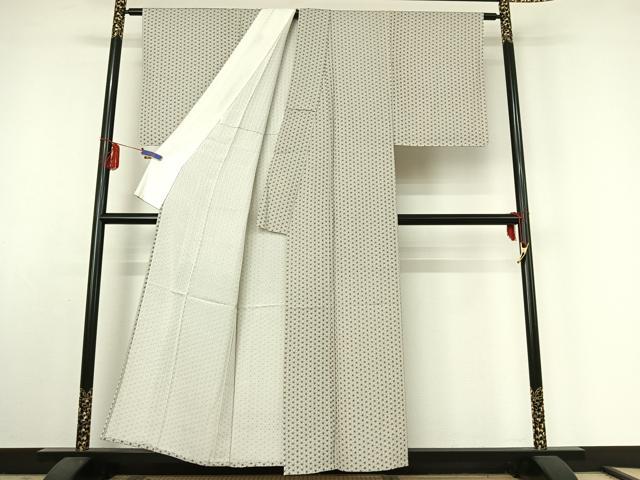 平和屋着物▽上質な小紋 単衣 麻の葉文様 正絹 逸品 AABE5189jh