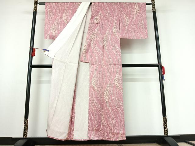 平和屋着物▽上質な小紋 単衣 舞花文 正絹 逸品 AABE5190jh