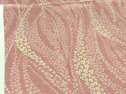 平和屋着物▽上質な小紋 単衣 舞花文 正絹 逸品 AABE5190jh