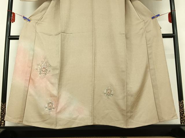平和屋着物▽訪問着 単衣 中国三大刺繍 スワトウ刺繍 汕頭刺繍 花菱文 正絹 逸品 AABE5196jh