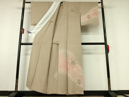 平和屋着物▽訪問着 単衣 中国三大刺繍 スワトウ刺繍 汕頭刺繍 花菱文 正絹 逸品 AABE5196jh