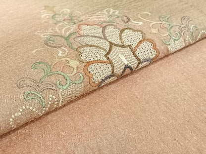 平和屋着物▽訪問着 単衣 中国三大刺繍 スワトウ刺繍 汕頭刺繍 花菱文 正絹 逸品 AABE5196jh