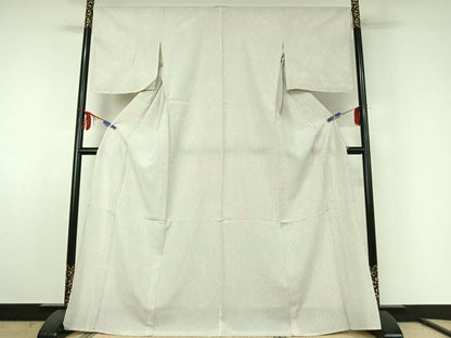 平和屋着物▽本塩沢　単衣　110亀甲　草花文　正絹　逸品　AABE5198jh