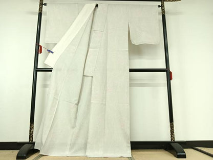 平和屋着物▽本塩沢　単衣　110亀甲　草花文　正絹　逸品　AABE5198jh