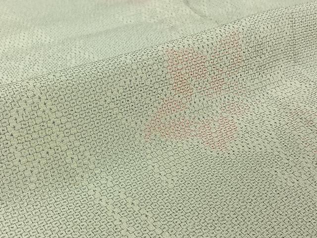 平和屋着物▽本塩沢　単衣　110亀甲　草花文　正絹　逸品　AABE5198jh