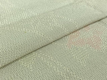 平和屋着物▽本塩沢　単衣　110亀甲　草花文　正絹　逸品　AABE5198jh