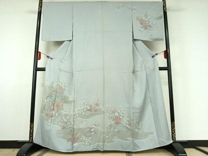 平和屋着物▽訪問着 単衣 風景花文 正絹 逸品 AABE5199jh