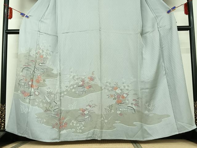 平和屋着物▽訪問着 単衣 風景花文 正絹 逸品 AABE5199jh