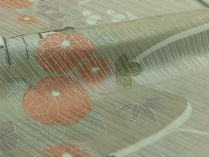 平和屋着物▽訪問着 単衣 風景花文 正絹 逸品 AABE5199jh