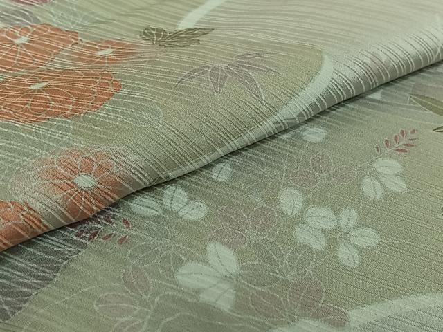 平和屋着物▽訪問着 単衣 風景花文 正絹 逸品 AABE5199jh