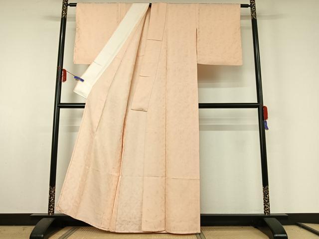 平和屋着物▽上質な色無地 単衣 草花地紋 薄桜色 正絹 逸品 AABE5200jh