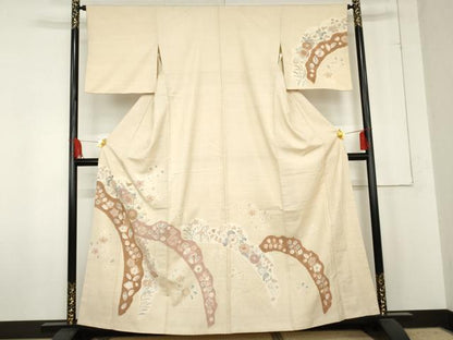 平和屋着物●訪問着　紬地　絞り　辻が花　正絹　逸品　AABE5202cs