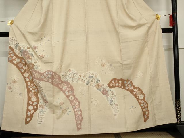 平和屋着物●訪問着　紬地　絞り　辻が花　正絹　逸品　AABE5202cs