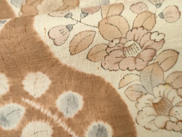 平和屋着物●訪問着　紬地　絞り　辻が花　正絹　逸品　AABE5202cs