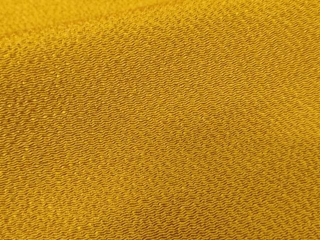 平和屋着物●上質な色無地 山吹色 鬼しぼ縮緬 正絹 逸品 AABE5212cs