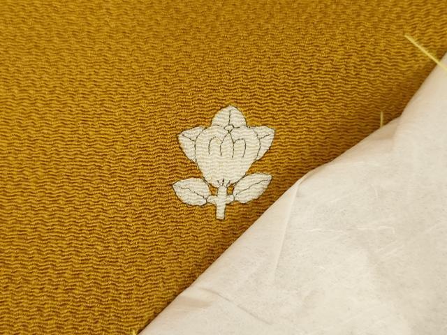 平和屋着物●上質な色無地 山吹色 鬼しぼ縮緬 正絹 逸品 AABE5212cs