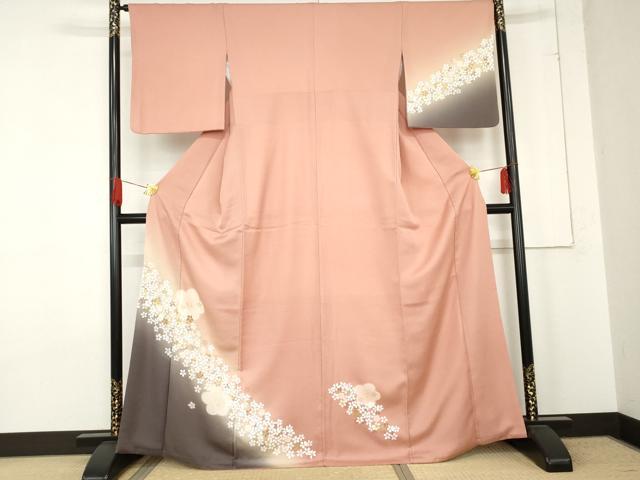 平和屋着物●訪問着 舞花文 暈し染め 金彩 正絹 逸品 AABE5218cs