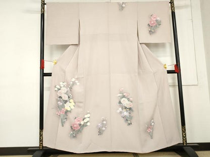 平和屋着物●訪問着　友禅　草花文　暈し染め　正絹　逸品　AABE5219cs