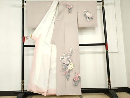平和屋着物●訪問着　友禅　草花文　暈し染め　正絹　逸品　AABE5219cs