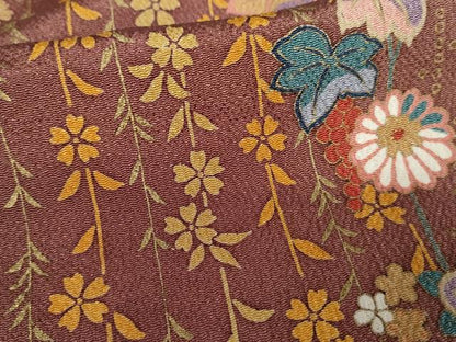 平和屋着物●訪問着　枝垂れ花文　暈し染め　金彩　鬼しぼ縮緬　正絹　逸品　AABE5220cs