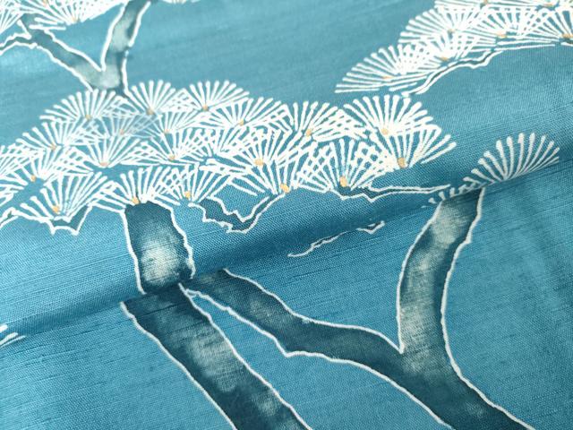 平和屋着物○訪問着 紬地 藍 枝松文 金彩 正絹 逸品 AABE5221cs